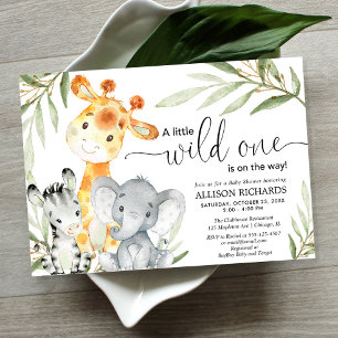 Invitation Baby shower Safari animal sauvage un genre neutre