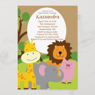 Invitation Baby shower Safari Animaux