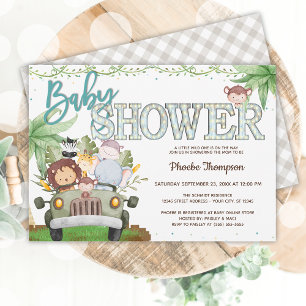 Invitation Baby shower Safari Animaux