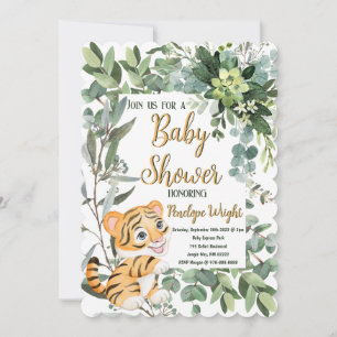 Invitation Baby shower Safari de la jungle de tigres personna