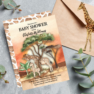 Invitation Baby shower Safari de Mère et Bébé Giraffe