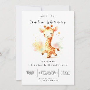 Invitation Baby shower Safari Editable Giraffe