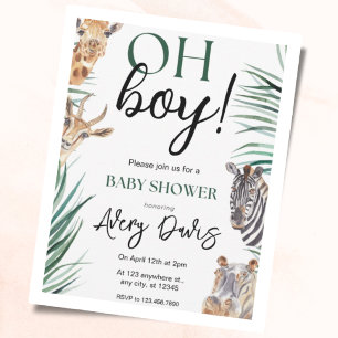 Invitation Baby Shower Safari Garçon Thème Jungle