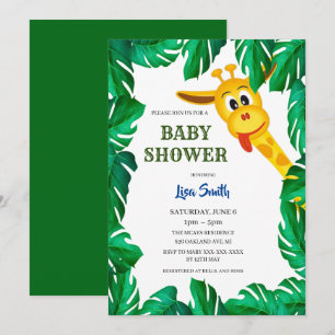 Invitation Baby Shower Safari Girafe Fantaisiste