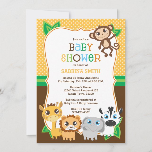 Invitation Baby shower Safari Jungle (Devant)
