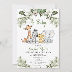 Invitation Baby shower Safari neutre genre