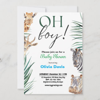 Invitation Baby shower Safari personnalisée