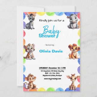 Invitation Baby shower Safari personnalisée