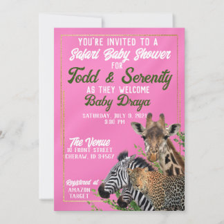 Invitation Baby shower Safari rose