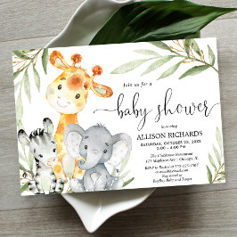 Invitation Baby shower safari sans sexe pour animaux mignons