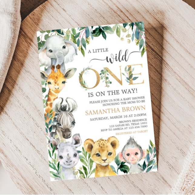 Invitation Baby shower Safari Wild One (Safari Baby Shower Invitation )