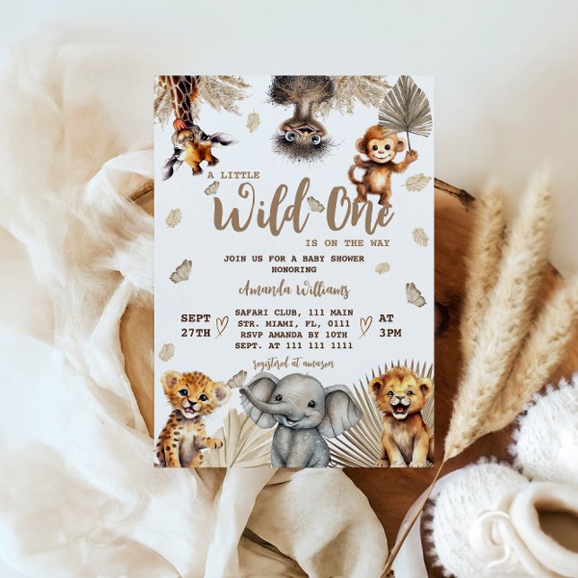 Invitation Baby shower Safari Wild One (Créateur téléchargé)