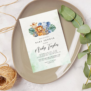 Invitation Baby shower Safari Woodland