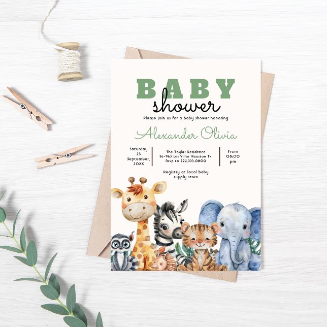 Invitation Baby shower Safari Woodland Cute (Créateur téléchargé)