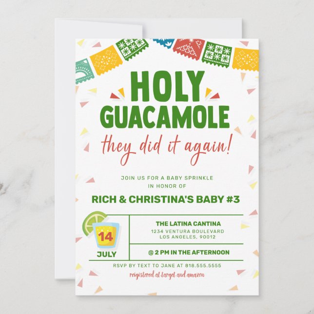 INVITATION BABY SHOWER SAINT GUACAMOLE FIESTA (Devant)