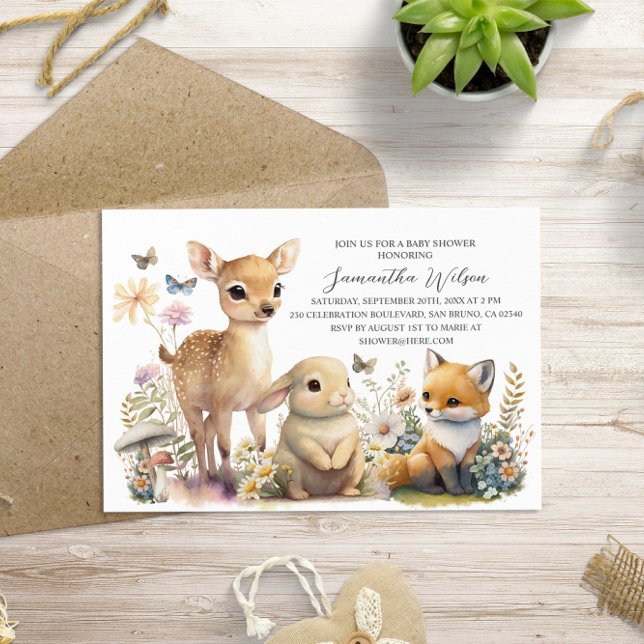 Invitation Baby shower sauvage de bois neutre selo (Créateur téléchargé)