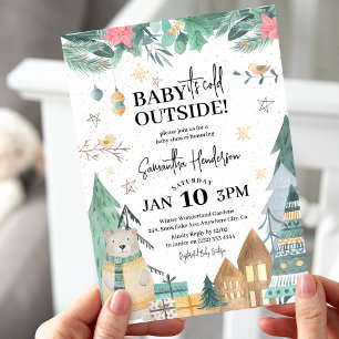 Invitation Baby shower scandinave "Baby it's Cold Outside"