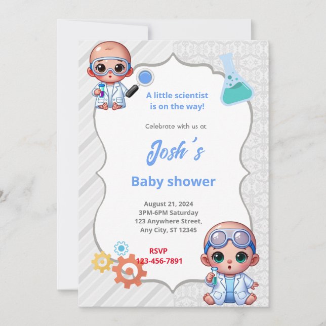 Invitation Baby shower scientifique (Devant)