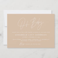 Baby shower script moderne beige boho naturel