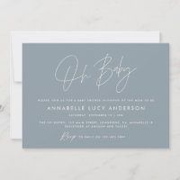 Baby shower script moderne bleu foncé photo boho