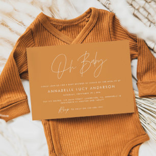 Invitation Baby shower script moderne moutarde boho