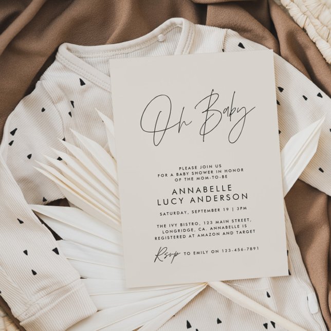 Invitation Baby shower script moderne naturel élégant (Créateur téléchargé)
