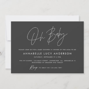 Invitation Baby shower script moderne noir blanc boho