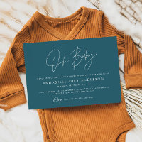 Baby shower script moderne turquoise bleu boho