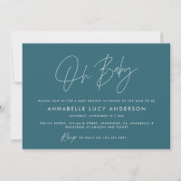 Baby shower script moderne turquoise bleu boho pho