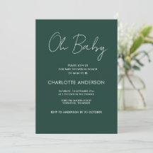 Baby shower script moderne vert émeraude élégant