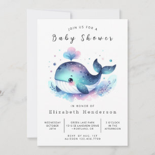 Invitation Baby shower Sea Custom Whale