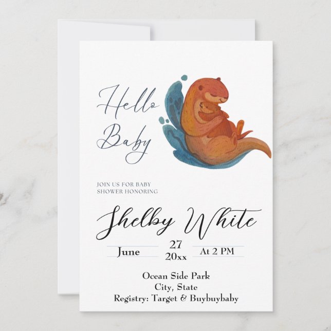 Invitation baby shower Sea Otter (Devant)
