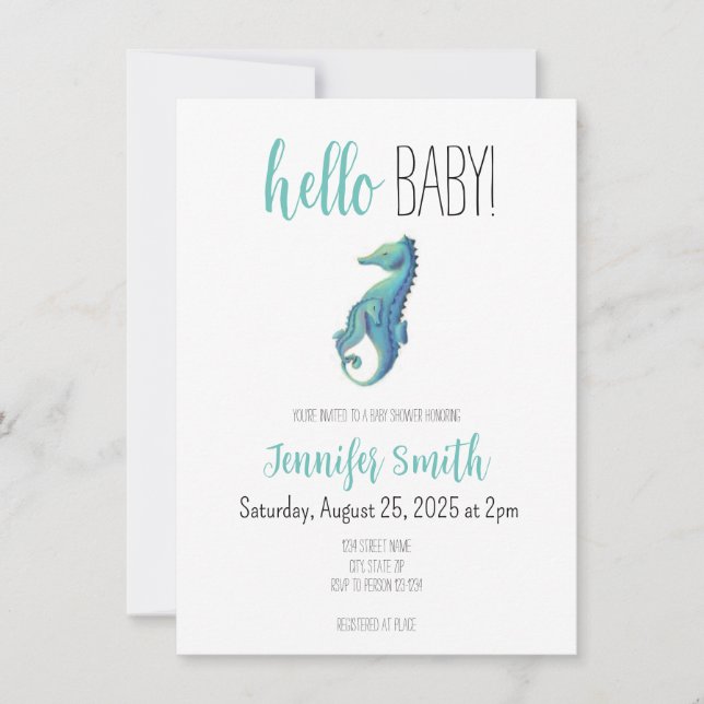 Invitation Baby shower Seahorse (Devant)