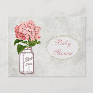 Invitation Baby shower Shabby Chic Mason Jar et Hydrangea