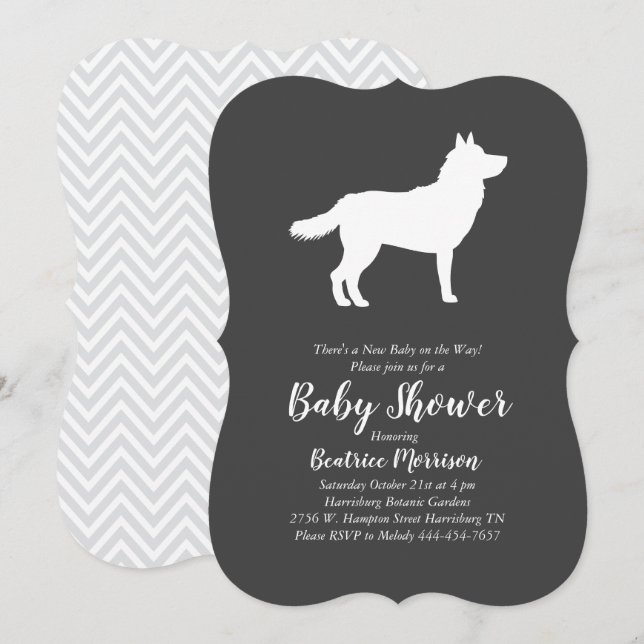 Invitation Baby shower Sibérien Husky Chien Neutre Genre (Devant / Derrière)