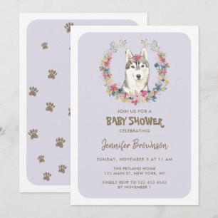 Invitation Baby shower Sibérien Husky Chig