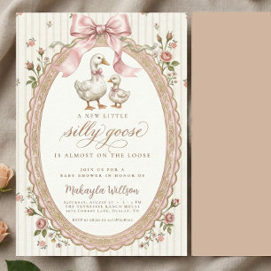 Invitation Baby Shower Silly Goose Rose Ancien