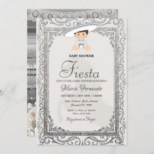 Invitation Baby shower Silver Charro Fiesta