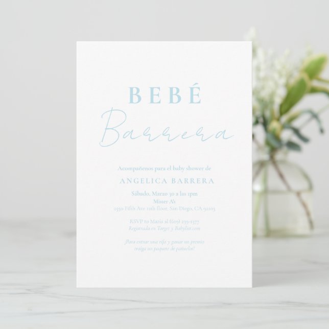 Invitation Baby shower simple Bebe Azul Invitación (Debout devant)