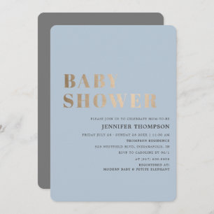 Invitation Baby shower simple Boy Blue & Gold