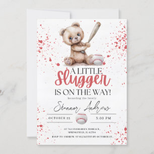 Invitation Baby shower Simple De Baseball Un Peu Plus Slugger