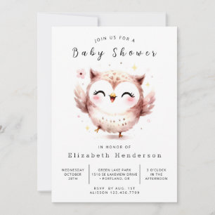Invitation Baby shower simple de chouette modifiable