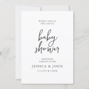 Invitation Baby shower simple de co-Ed minimaliste