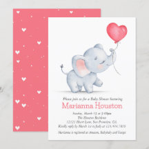 Baby shower simple éléphant et ballon cardiaque