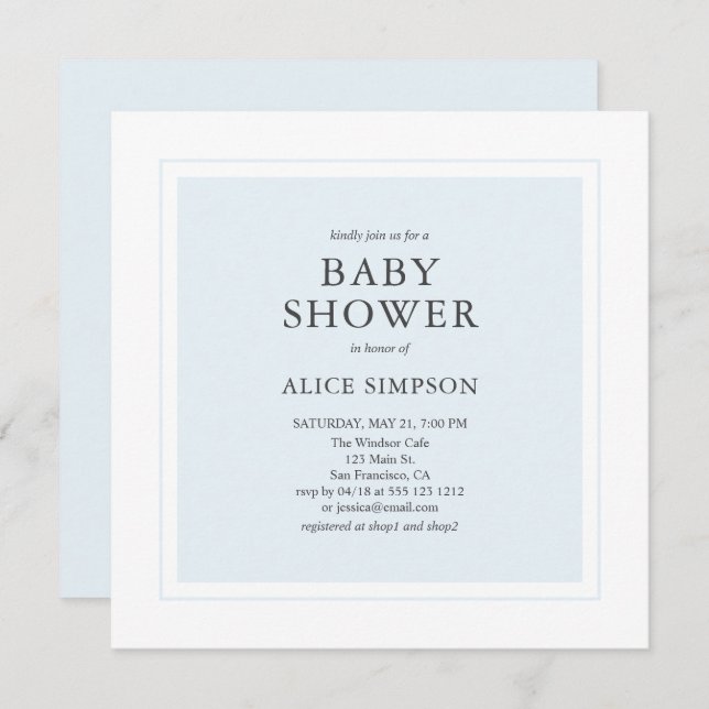 Invitation Baby shower simple et élégant (Devant / Derrière)