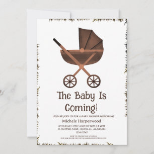 Invitation Baby shower simple et élégant pour poussette Hallo