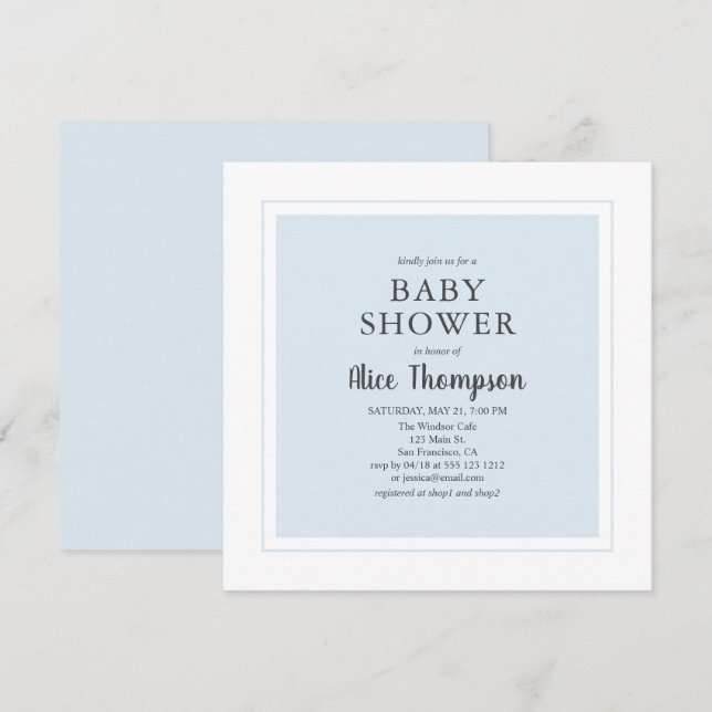 Invitation Baby shower simple et moderne (Devant / Derrière)