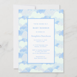 Invitation Baby shower simple et moderne Blue Sky Clouds