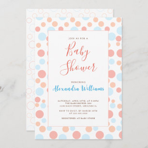 Invitation Baby shower simple Points colorés personnalisés