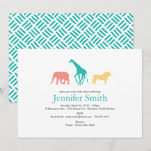 Invitation Baby shower simple Safari animal Silhouette garçon